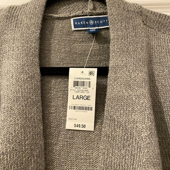 Karen Scott Cotton Turbo-Print Open Cardigan - Picture 7 of 8